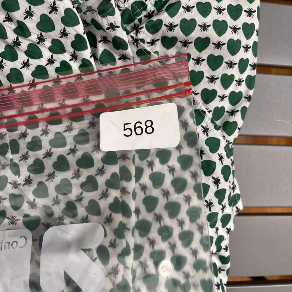 J. Crew Shirt Womens Size 10 Green Heart Fly Multicolor Long Sleeve Button Down - Picture 9 of 9